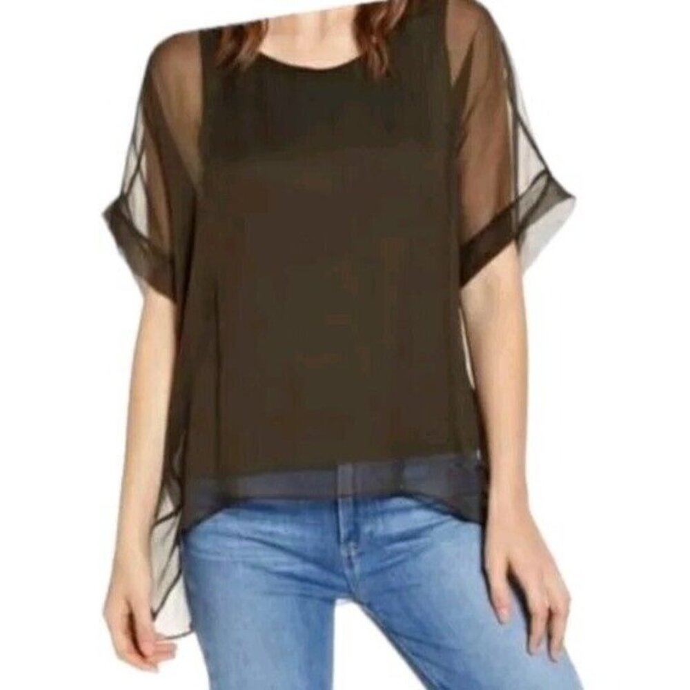Bailey 44 Sheer Silk High-Low Dolman Sleeve Artsy Gauzy Lagenlook EUC Si…